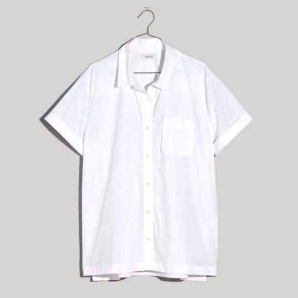 Madewell Signature Poplin Short Sleeve Button Down Shirt Size Small Cotton - Picture 5 of 10